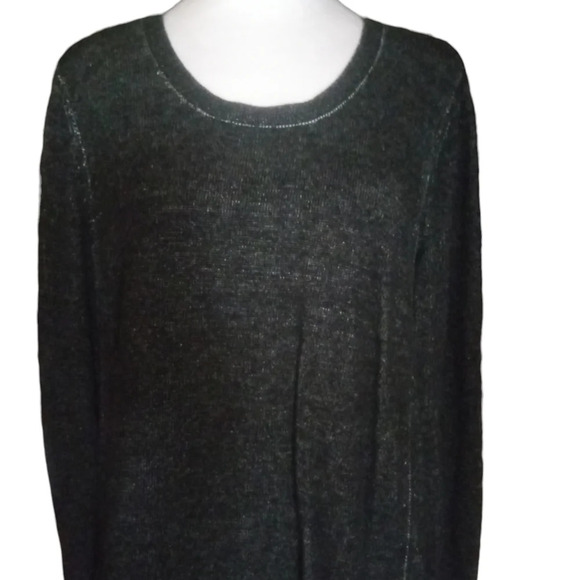 Eileen Fisher Organic Cotton Tencel Blend Washed Black Relaxed Fit Sweater Large - Picture 3 of 8
